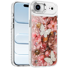 For iPhone Air Case Epoxy Glitter with 3D Beaded Butterflies + Tempered Glass