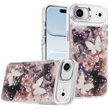 For iPhone Air Case Epoxy Glitter with 3D Beaded Butterflies + Tempered Glass