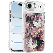 For iPhone Air Case Epoxy Glitter with 3D Beaded Butterflies + Tempered Glass