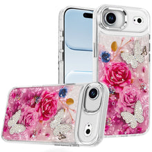 For iPhone Air Case Epoxy Glitter with 3D Beaded Butterflies + Tempered Glass