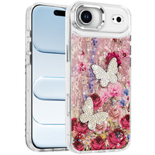 For iPhone Air Case Epoxy Glitter with 3D Beaded Butterflies + Tempered Glass