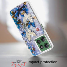 For Moto G Power 2025 Case Epoxy Glitter 3D Beaded Butterflies + Tempered Glass