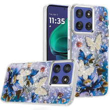 For Moto G Stylus 2025 Case Epoxy Glitter 3D Beaded Butterflies + Tempered Glass