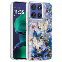 For Moto G Stylus 2025 Case Epoxy Glitter 3D Beaded Butterflies + Tempered Glass