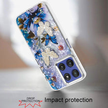 For Moto G Stylus 2025 Case Epoxy Glitter 3D Beaded Butterflies + Tempered Glass