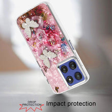 For Moto G Stylus 2025 Case Epoxy Glitter 3D Beaded Butterflies + Tempered Glass