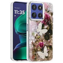 For Moto G Stylus 2025 Case Epoxy Glitter 3D Beaded Butterflies + Tempered Glass