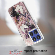For Moto G Stylus 2025 Case Epoxy Glitter 3D Beaded Butterflies + Tempered Glass