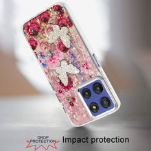 For Moto G Stylus 2025 Case Epoxy Glitter 3D Beaded Butterflies + Tempered Glass
