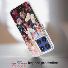 For Moto G Stylus 2025 Case Epoxy Glitter 3D Beaded Butterflies + Tempered Glass