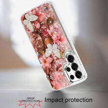 For Samsung S26 Ultra Case Epoxy Glitter 3D Beaded Butterflies + Tempered Glass