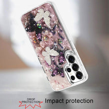 For Samsung S26 Ultra Case Epoxy Glitter 3D Beaded Butterflies + Tempered Glass