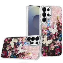 For Samsung S26 Ultra Case Epoxy Glitter 3D Beaded Butterflies + Tempered Glass