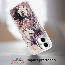 For iPhone 17 Case Epoxy Glitter with 3D Beaded Butterflies + Tempered Glass