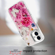 For iPhone 17 Case Epoxy Glitter with 3D Beaded Butterflies + Tempered Glass