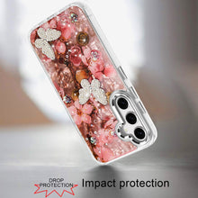 For Samsung S25 FE Case Epoxy Glitter w/ 3D Beaded Butterflies + Tempered Glass