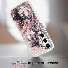 For Samsung S25 FE Case Epoxy Glitter w/ 3D Beaded Butterflies + Tempered Glass