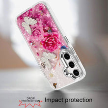 For Samsung S25 FE Case Epoxy Glitter w/ 3D Beaded Butterflies + Tempered Glass