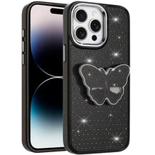 For iPhone 14 PRO MAX 6.7 in. Case Butterfly Grip Stand with Faux Crystals Cover