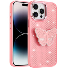 For iPhone 14 PRO MAX 6.7 in. Case Butterfly Grip Stand with Faux Crystals Cover