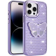 For iPhone 14 PRO MAX 6.7 in. Case Butterfly Grip Stand with Faux Crystals Cover