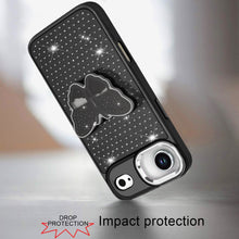 For iPhone Air Case Butterfly Grip Stand with Faux Crystals + Tempered Glass