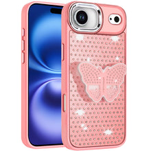 For iPhone Air Case Butterfly Grip Stand with Faux Crystals + Tempered Glass