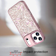 For iPhone 17 Pro Max Case Full Glitter Flakes Cute Butterflies + Tempered Glass
