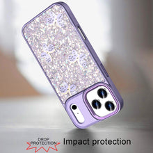 For iPhone 17 PRO Case Full Glitter Flakes w/ Cute Butterflies + Tempered Glass