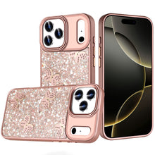 For iPhone 17 PRO Case Full Glitter Flakes w/ Cute Butterflies + Tempered Glass
