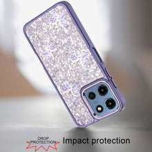 For Moto G 2025 Case Full Glitter Flakes w/ Cute Butterflies + Tempered Glass