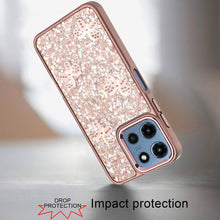 For Moto G 2025 Case Full Glitter Flakes w/ Cute Butterflies + Tempered Glass