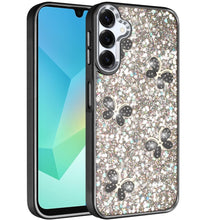 For Samsung A16 5G Case Full Glitter Flakes w/ Cute Butterflies + Tempered Glass