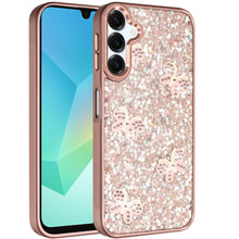 For Samsung A16 5G Case Full Glitter Flakes w/ Cute Butterflies + Tempered Glass