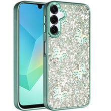 For Samsung A16 5G Case Full Glitter Flakes w/ Cute Butterflies + Tempered Glass