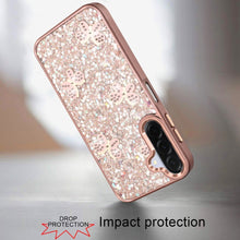 For Samsung A17 5G Case Full Glitter Flakes w/ Cute Butterflies + Tempered Glass