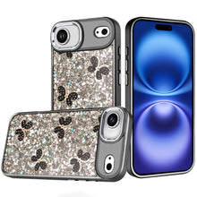 For iPhone Air Case Full Glitter Flakes with Cute Butterflies + Tempered Glass