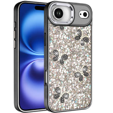 For iPhone Air Case Full Glitter Flakes with Cute Butterflies + Tempered Glass