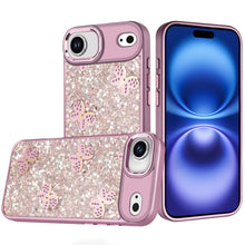 For iPhone Air Case Full Glitter Flakes with Cute Butterflies + Tempered Glass