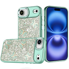 For iPhone Air Case Full Glitter Flakes with Cute Butterflies + Tempered Glass