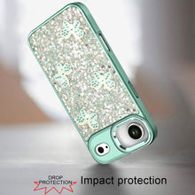 For iPhone Air Case Full Glitter Flakes with Cute Butterflies + Tempered Glass