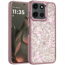 For Motorola Edge 2025 Case Full Glitter Flakes with Cute Butterflies Cover