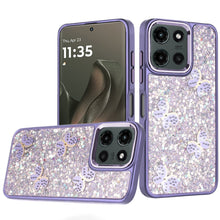 For Motorola Edge 2025 Case Full Glitter Flakes with Cute Butterflies Cover