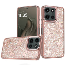 For Motorola Edge 2025 Case Full Glitter Flakes with Cute Butterflies Cover