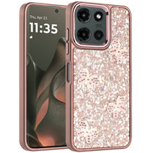 For Motorola Edge 2025 Case Full Glitter Flakes with Cute Butterflies Cover