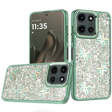 For Motorola Edge 2025 Case Full Glitter Flakes with Cute Butterflies Cover