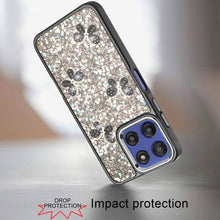 For Moto G Stylus 2025 Case Glitter Flakes w/ Cute Butterflies + Tempered Glass