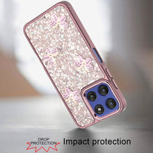 For Moto G Stylus 2025 Case Glitter Flakes w/ Cute Butterflies + Tempered Glass