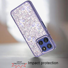 For Moto G Stylus 2025 Case Glitter Flakes w/ Cute Butterflies + Tempered Glass