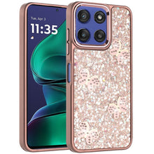 For Moto G Stylus 2025 Case Glitter Flakes w/ Cute Butterflies + Tempered Glass